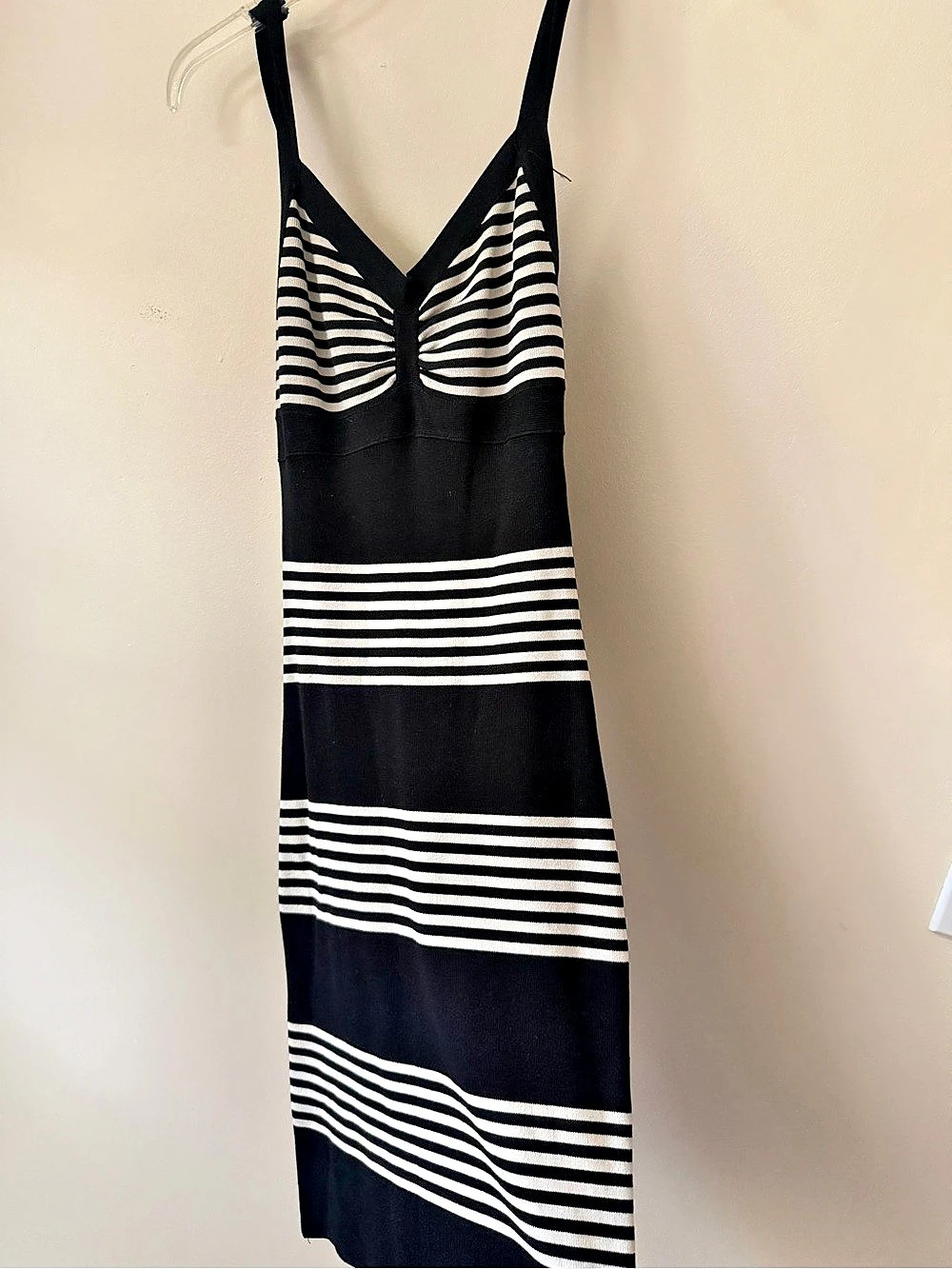 BCBGMAXAZRIA Striped Maxi Dress in Black & White Size Medium